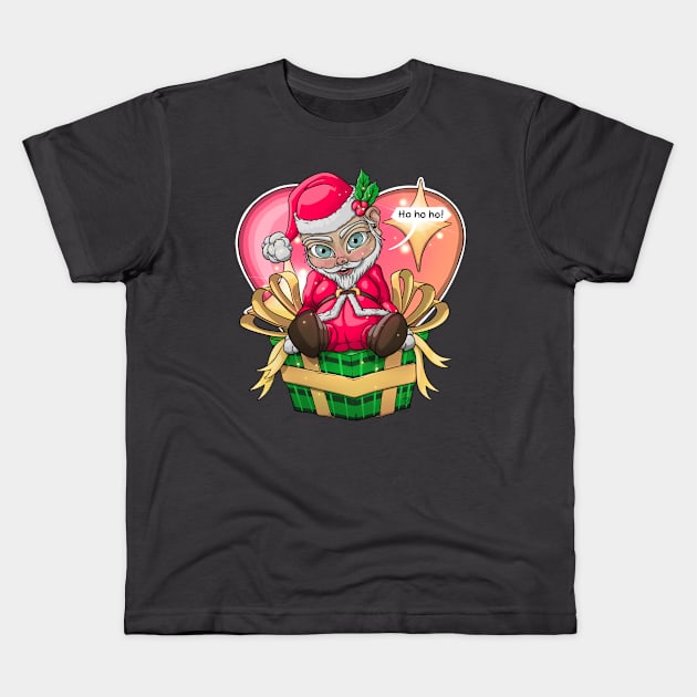 Father Christmas Kids T-Shirt by Mei.illustration